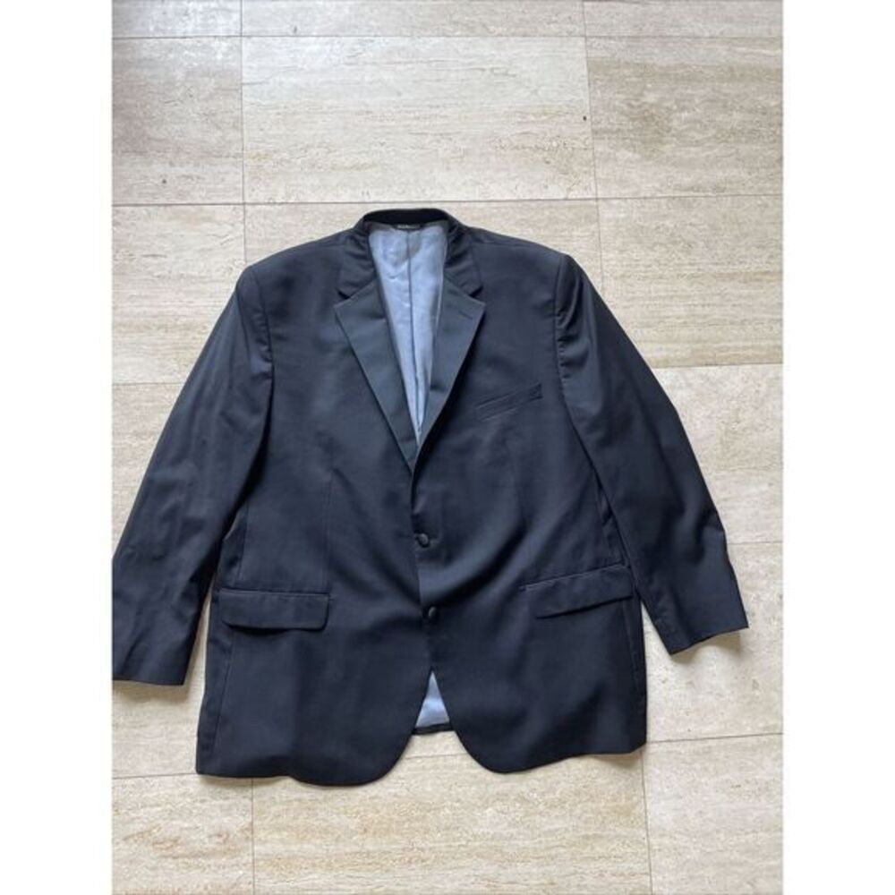 Mens Vera Wang Black 100% Wool Nestor Black Tuxedo Blazer Jacket‎ 54L